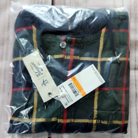 NWT Original Penguin "Plaid Flannel Hoodie Shirt" Dark Sapphire | Men's Size S - Picture 4 of 8